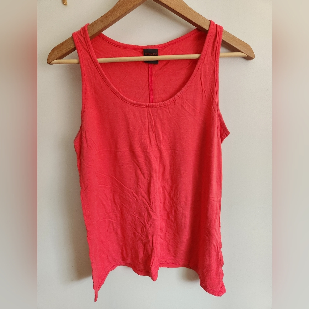 Coral trapeze-shaped cotton tank